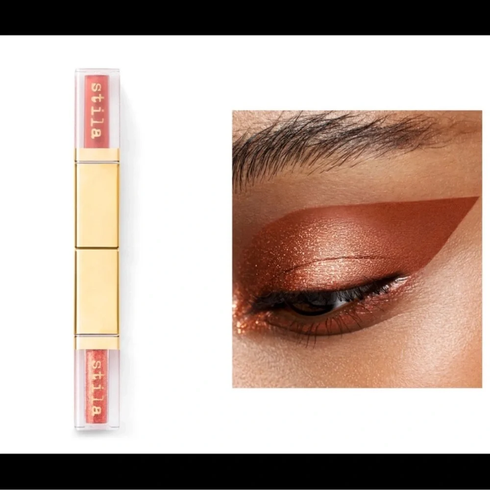 Stila Double Dip Liquid Eyeshadow Duo Hot Tamale Long Wear Matte & Sparkle New